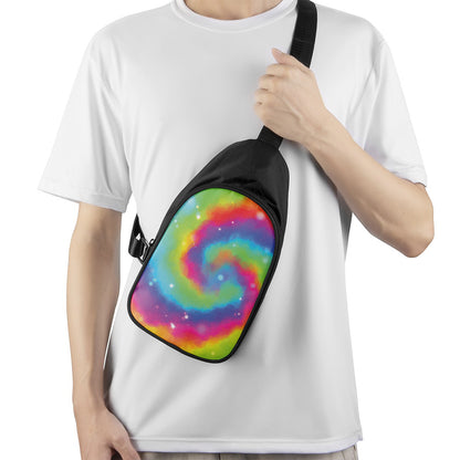 Rainbow Spiral Tie Dye Print Chest Bag