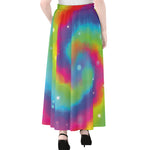 Rainbow Spiral Tie Dye Print Chiffon Maxi Skirt