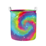 Rainbow Spiral Tie Dye Print Collapsible Laundry Basket