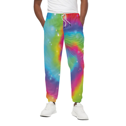 Rainbow Spiral Tie Dye Print Cotton Pants
