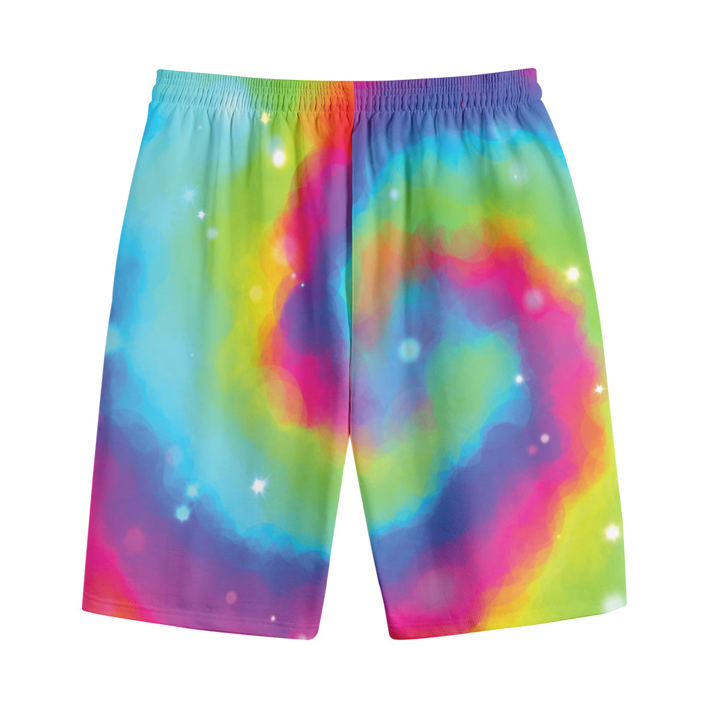Rainbow Spiral Tie Dye Print Cotton Shorts