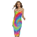 Rainbow Spiral Tie Dye Print Cross Back Cami Dress