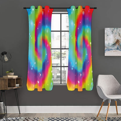 Rainbow Spiral Tie Dye Print Curtain