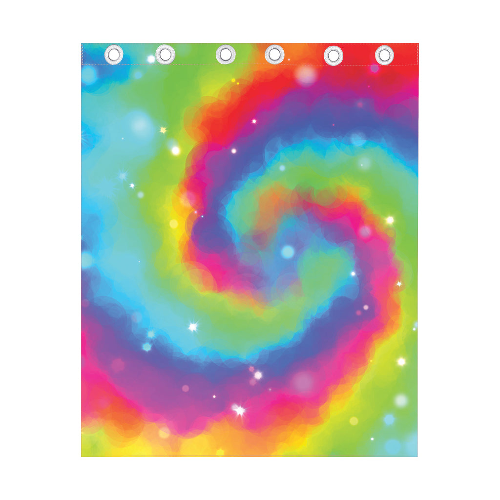 Rainbow Spiral Tie Dye Print Curtain