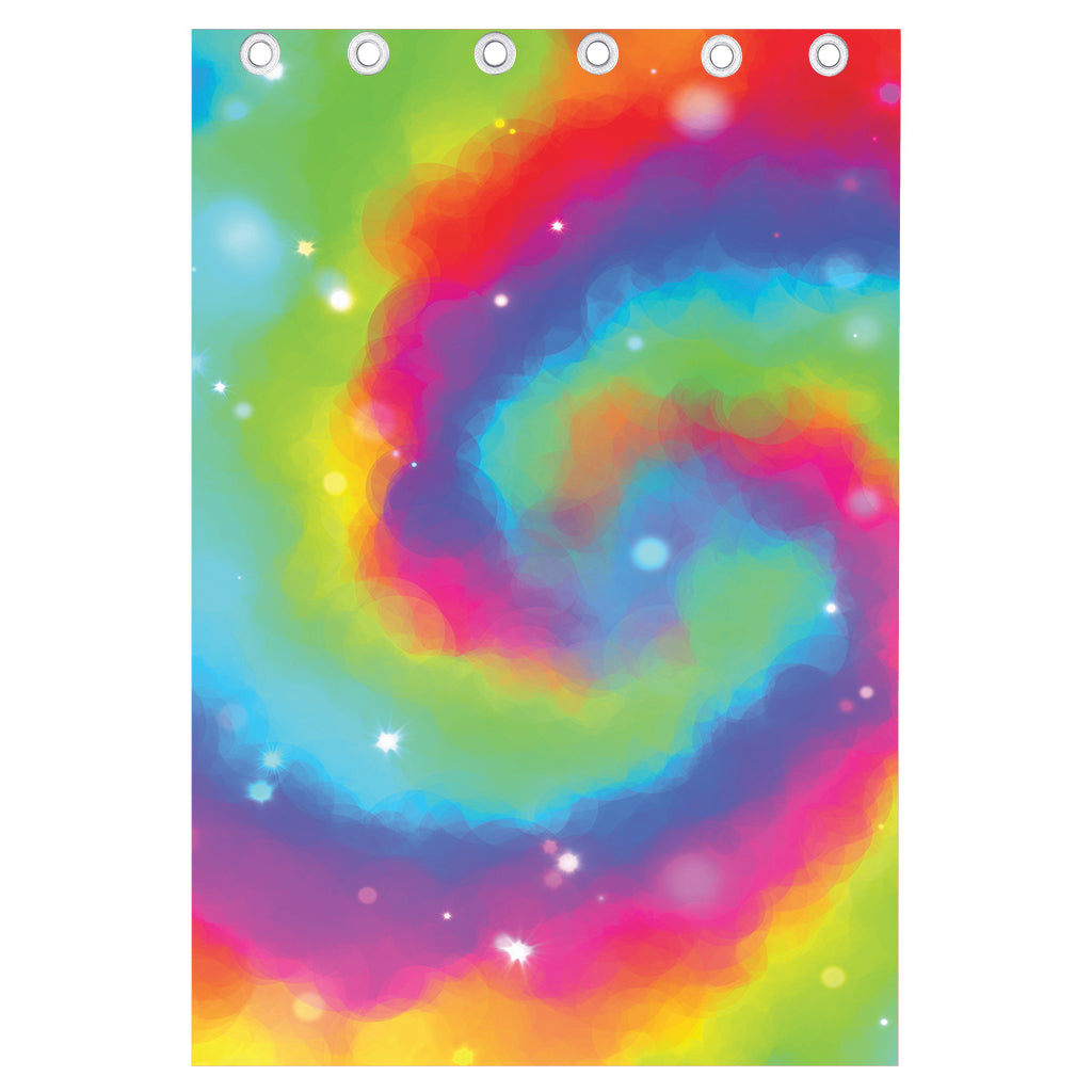 Rainbow Spiral Tie Dye Print Curtain