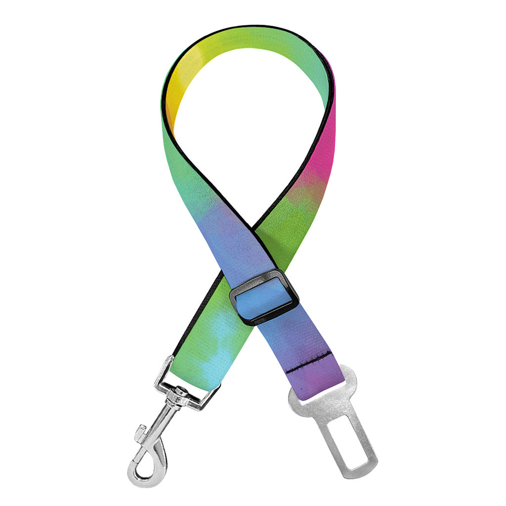 Rainbow Spiral Tie Dye Print Dog Seat Belt