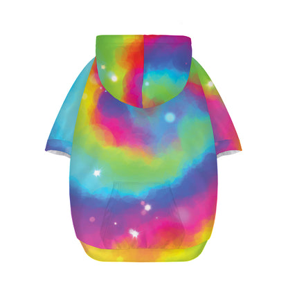 Rainbow Spiral Tie Dye Print Dog Zip Up Hoodie