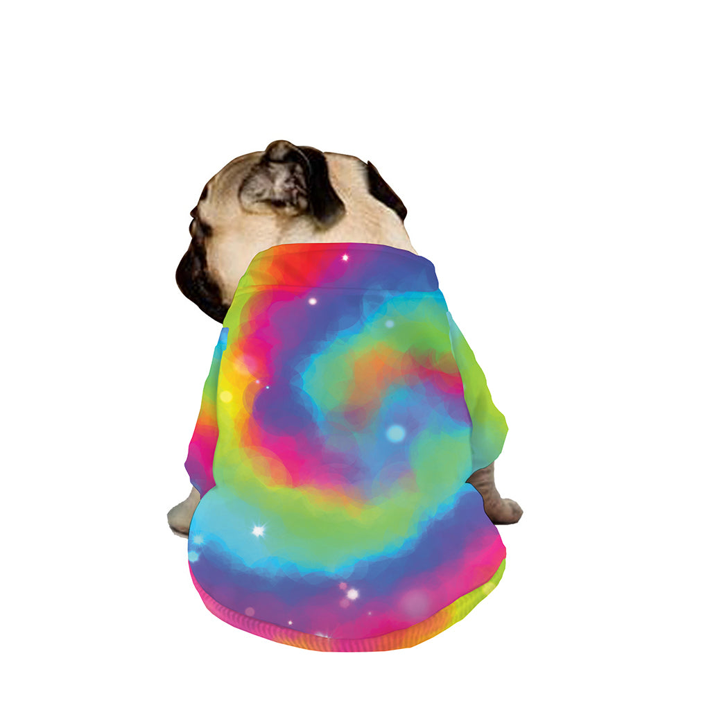 Rainbow Spiral Tie Dye Print Dog Zip Up Jacket