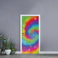 Rainbow Spiral Tie Dye Print Door Sticker