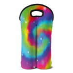 Rainbow Spiral Tie Dye Print Double Neoprene Wine Tote