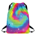 Rainbow Spiral Tie Dye Print Drawstring Backpack