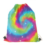 Rainbow Spiral Tie Dye Print Drawstring Bag
