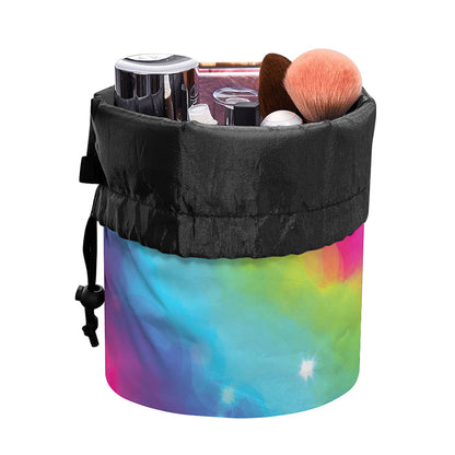 Rainbow Spiral Tie Dye Print Drawstring Makeup Bag
