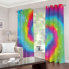 Rainbow Spiral Tie Dye Print Extra Wide Grommet Curtains