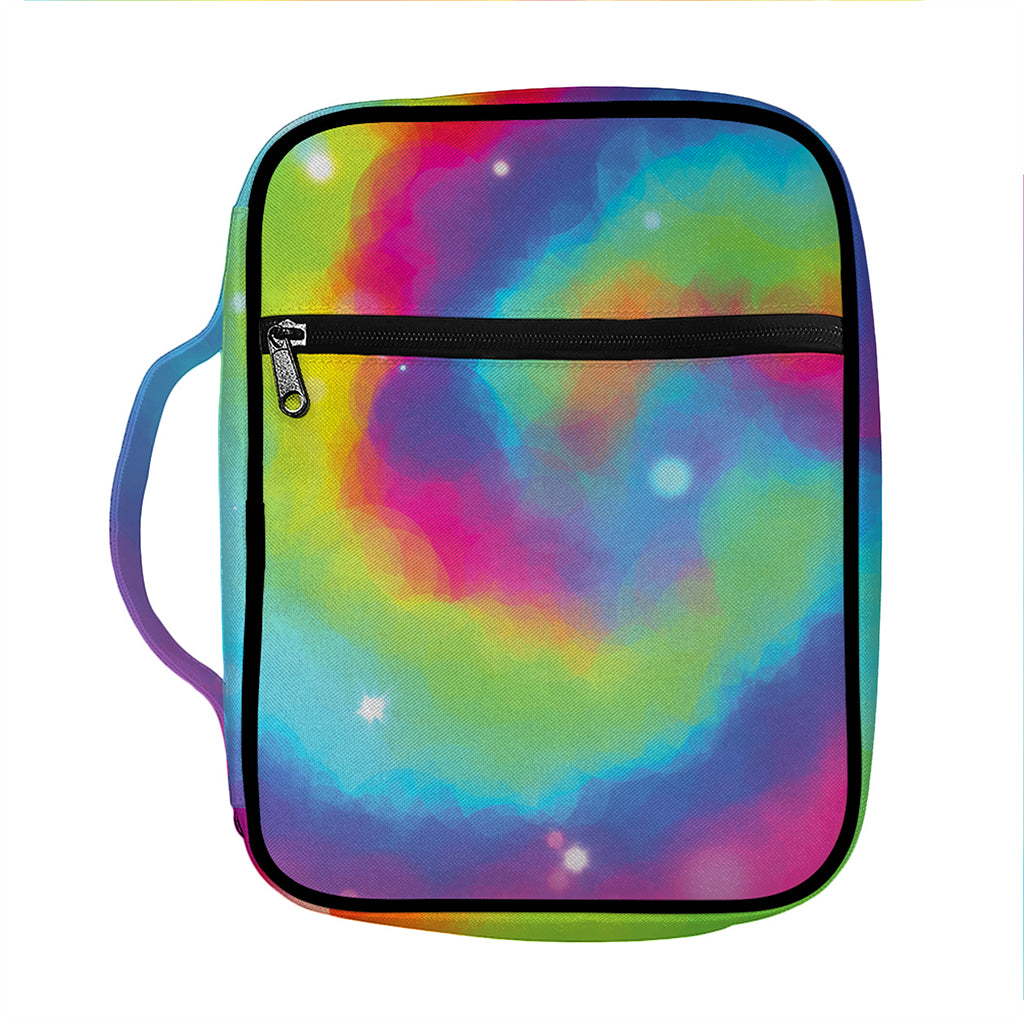 Rainbow Spiral Tie Dye Print Front Pocket Bible Bag