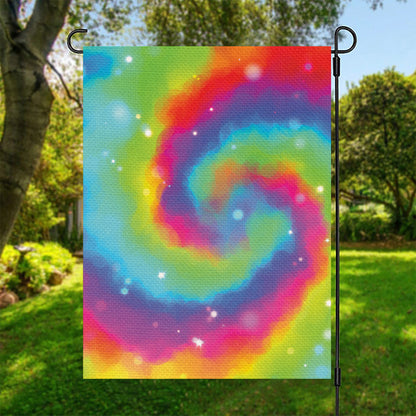 Rainbow Spiral Tie Dye Print Garden Flag