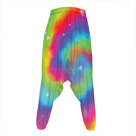 Rainbow Spiral Tie Dye Print Hammer Pants