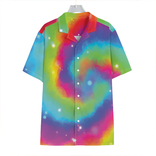 Rainbow Spiral Tie Dye Print Hawaiian Shirt