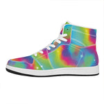 Rainbow Spiral Tie Dye Print High Top Leather Sneakers