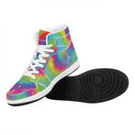 Rainbow Spiral Tie Dye Print High Top Leather Sneakers