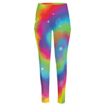 Rainbow Spiral Tie Dye Print High-Waisted Pocket Leggings
