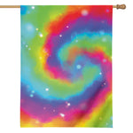 Rainbow Spiral Tie Dye Print House Flag