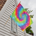 Rainbow Spiral Tie Dye Print House Flag