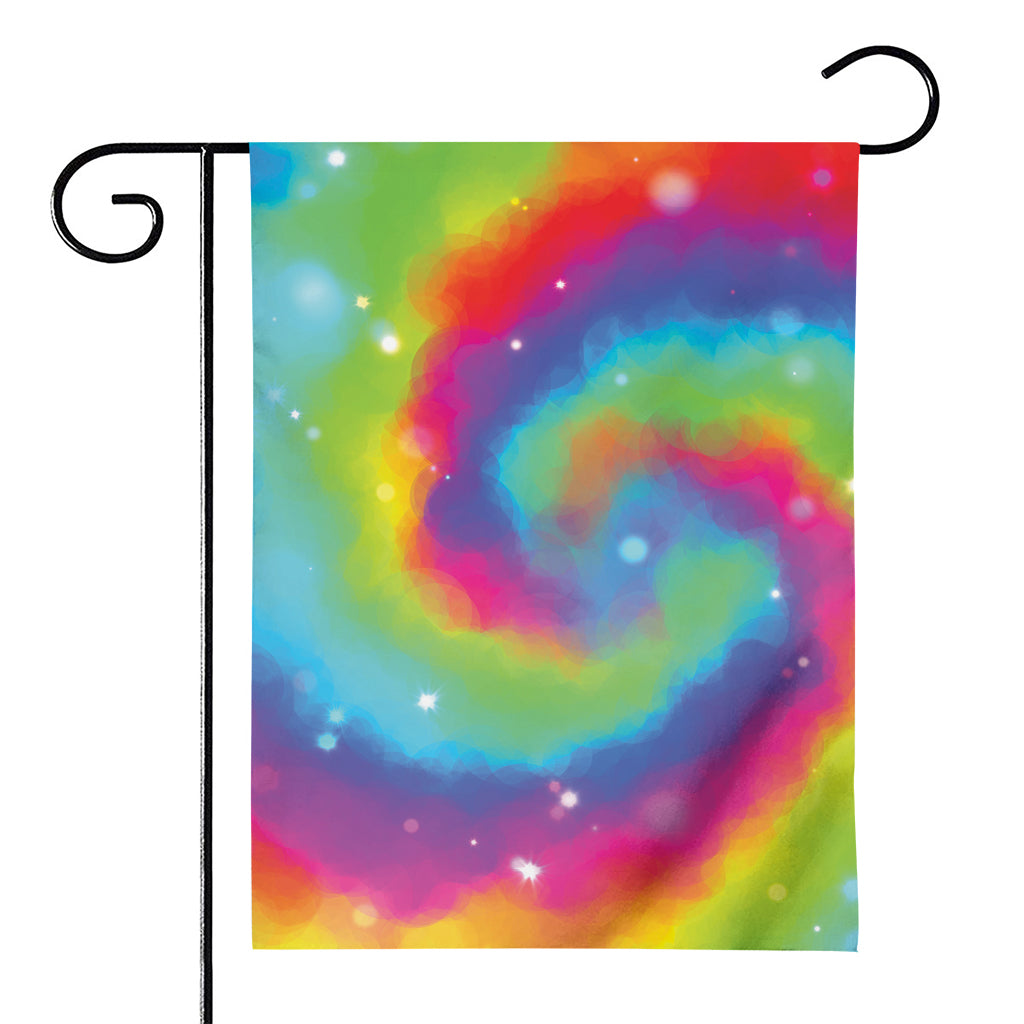 Rainbow Spiral Tie Dye Print House Flag