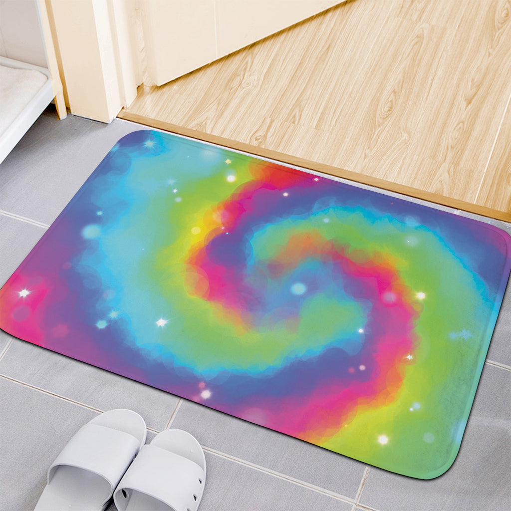 Rainbow Spiral Tie Dye Print Indoor Door Mat
