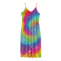 Rainbow Spiral Tie Dye Print Jersey Midi Cami Dress