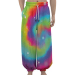 Rainbow Spiral Tie Dye Print Lantern Pants