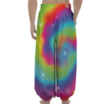 Rainbow Spiral Tie Dye Print Lantern Pants