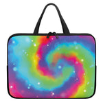 Rainbow Spiral Tie Dye Print Laptop Sleeve With Handle