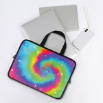 Rainbow Spiral Tie Dye Print Laptop Sleeve With Handle