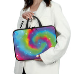 Rainbow Spiral Tie Dye Print Laptop Sleeve With Handle