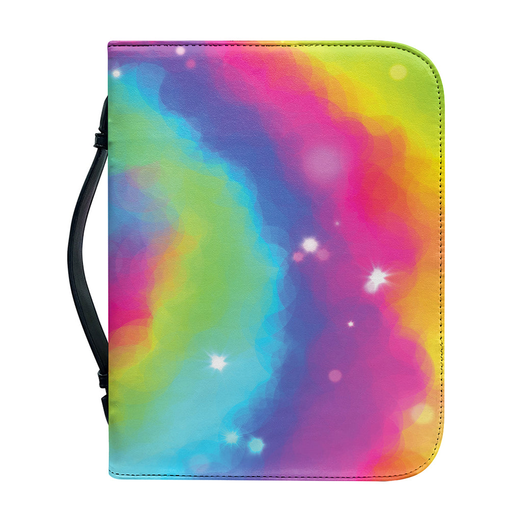 Rainbow Spiral Tie Dye Print Leather Bible Cover