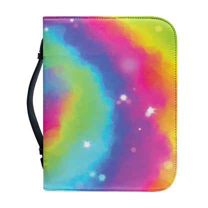 Rainbow Spiral Tie Dye Print Leather Bible Cover