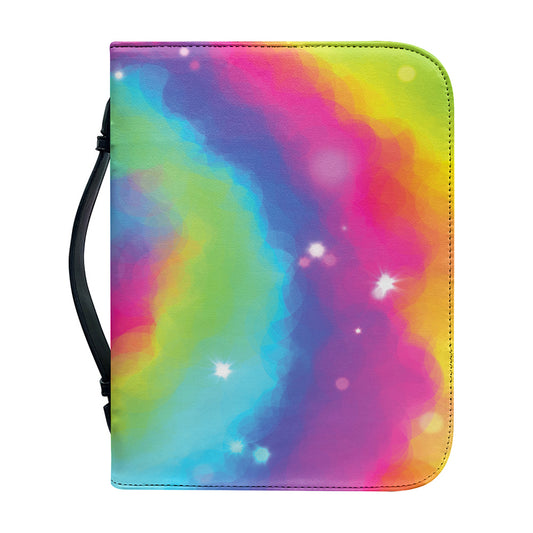 Rainbow Spiral Tie Dye Print Leather Bible Cover