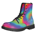 Rainbow Spiral Tie Dye Print Lace-Up Boots