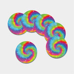 Rainbow Spiral Tie Dye Print Leather Coaster Set