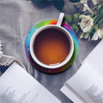 Rainbow Spiral Tie Dye Print Leather Coaster Set