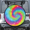 Rainbow Spiral Tie Dye Print Leather Spare Tire Cover