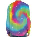 Rainbow Spiral Tie Dye Print Long Sleeve Baseball Jersey
