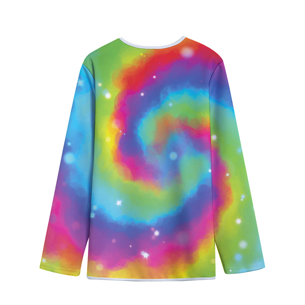 Rainbow Spiral Tie Dye Print Long Sleeve Short Coat