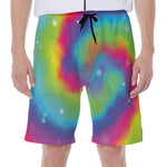 Rainbow Spiral Tie Dye Print Men's Beach Shorts