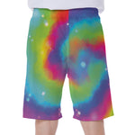 Rainbow Spiral Tie Dye Print Men's Beach Shorts