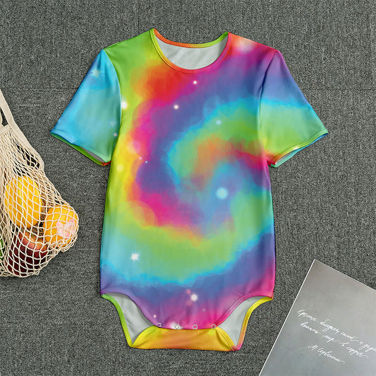 Rainbow Spiral Tie Dye Print Men's Bodysuit