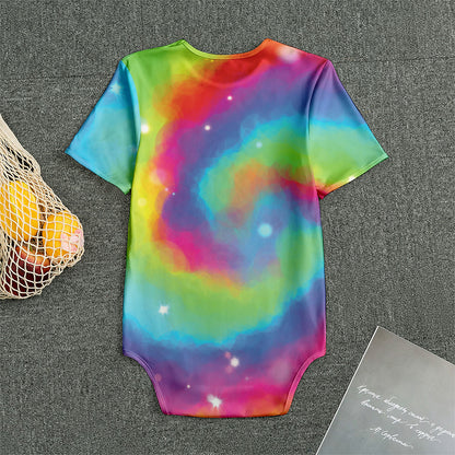 Rainbow Spiral Tie Dye Print Men's Bodysuit