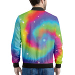 Rainbow Spiral Tie Dye Print Men's Bomber Jacket