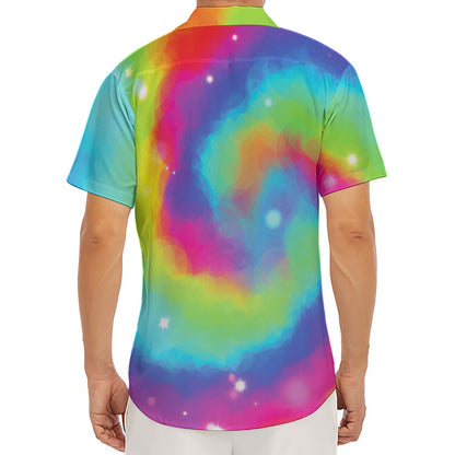 Rainbow Spiral Tie Dye Print Men's Deep V-Neck Shirt